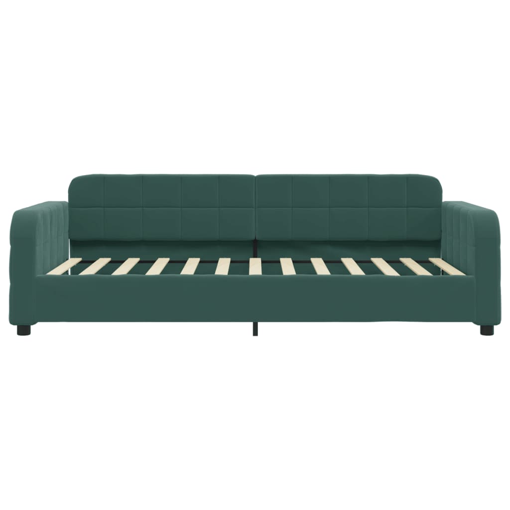 vidaXL Pat de zi cu saltea, verde închis, 100x200 cm, catifea