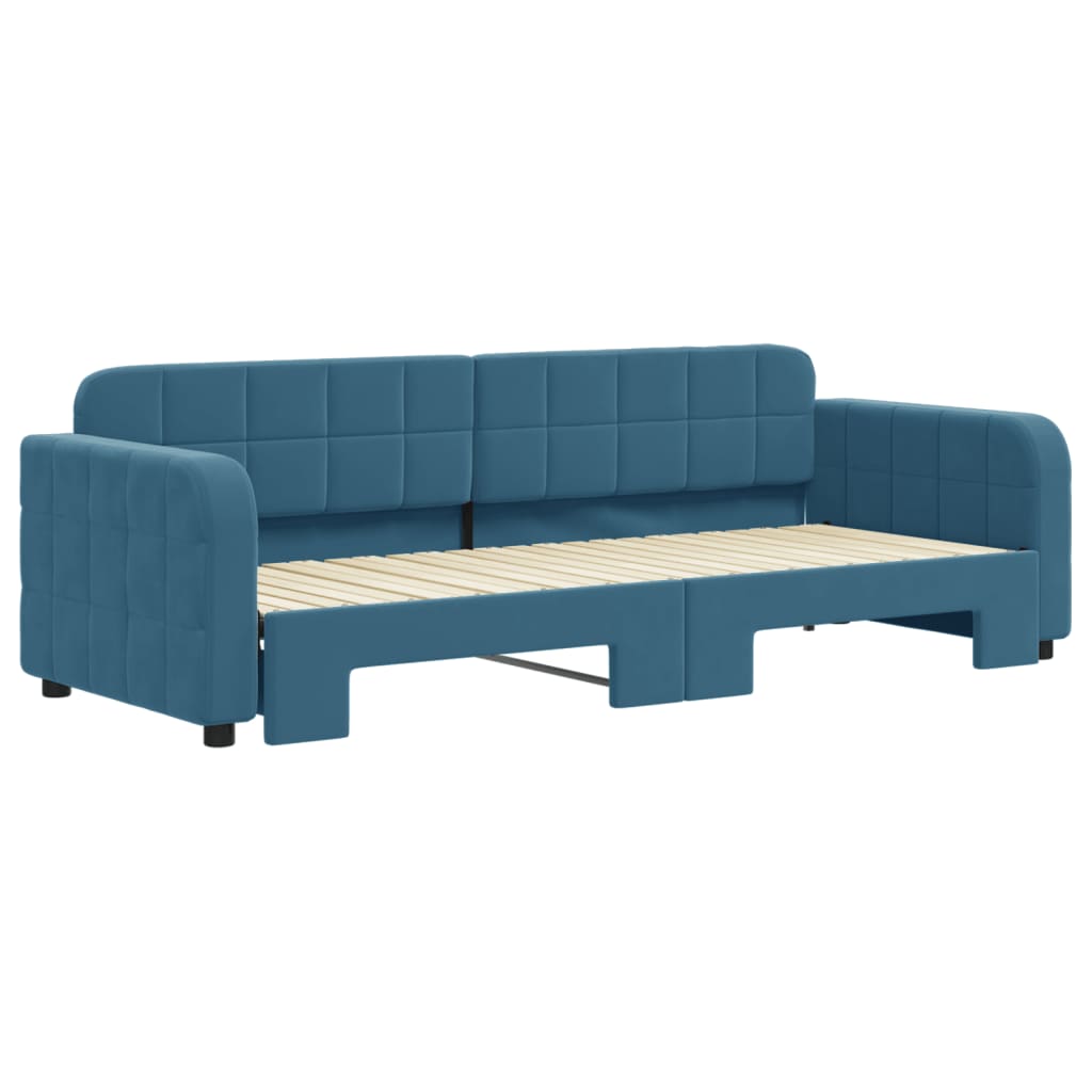 vidaXL Pat de zi cu extensie, albastru, 80x200 cm, catifea