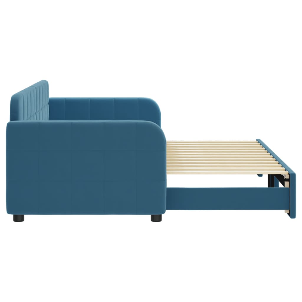 vidaXL Pat de zi cu extensie, albastru, 80x200 cm, catifea