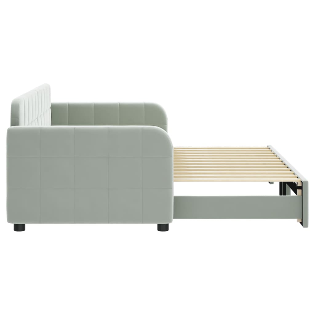 vidaXL Pat de zi cu extensie, gri deschis, 80x200 cm, catifea vidaXL Pat de zi cu extensie, gri deschis, 80x200 cm, catifea