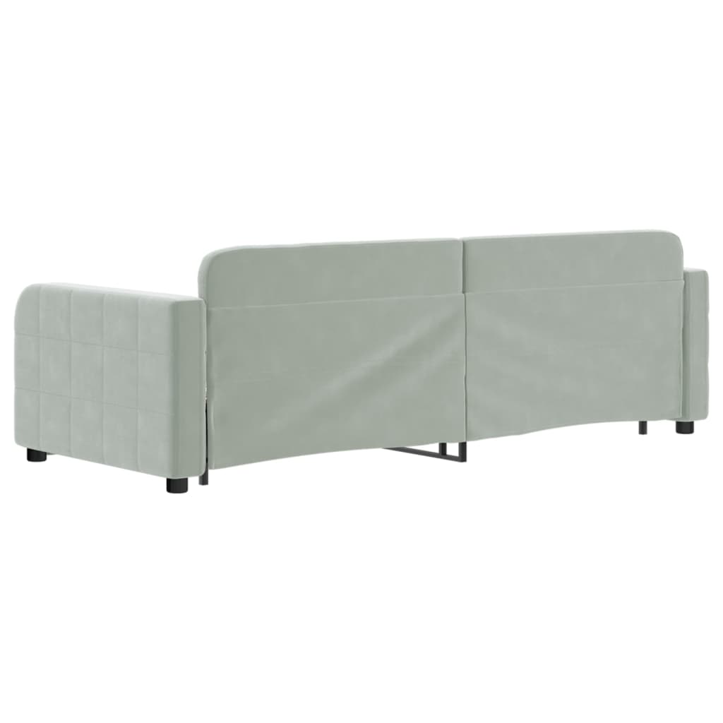 vidaXL Pat de zi cu extensie, gri deschis, 80x200 cm, catifea vidaXL Pat de zi cu extensie, gri deschis, 80x200 cm, catifea