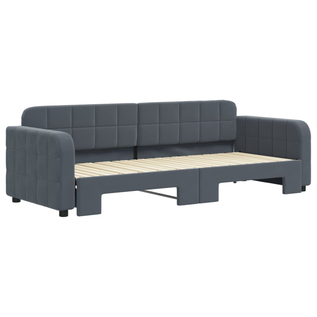 vidaXL Pat de zi cu extensie, gri închis, 80x200 cm, catifea