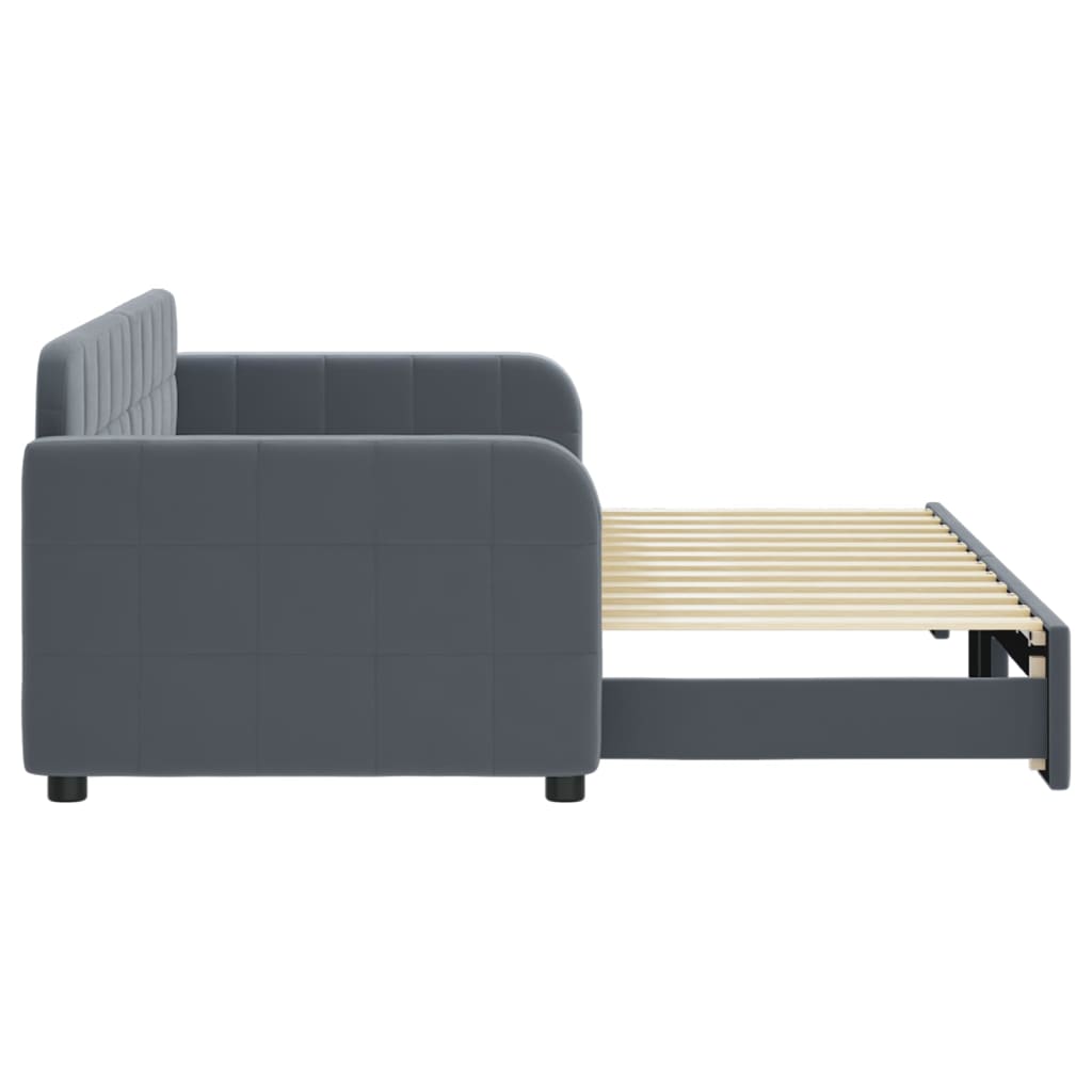 vidaXL Pat de zi cu extensie, gri închis, 80x200 cm, catifea