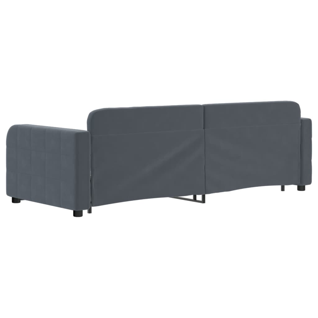 vidaXL Pat de zi cu extensie, gri închis, 80x200 cm, catifea