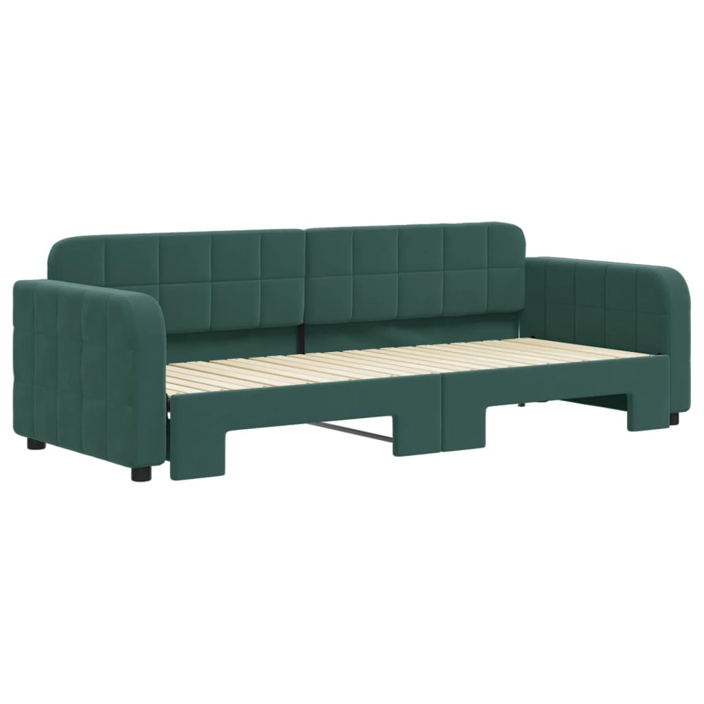 vidaXL Pat de zi cu extensie, verde închis, 80x200 cm, catifea