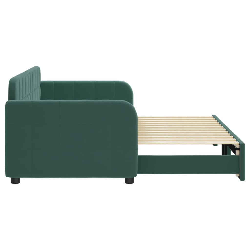 vidaXL Pat de zi cu extensie, verde închis, 80x200 cm, catifea