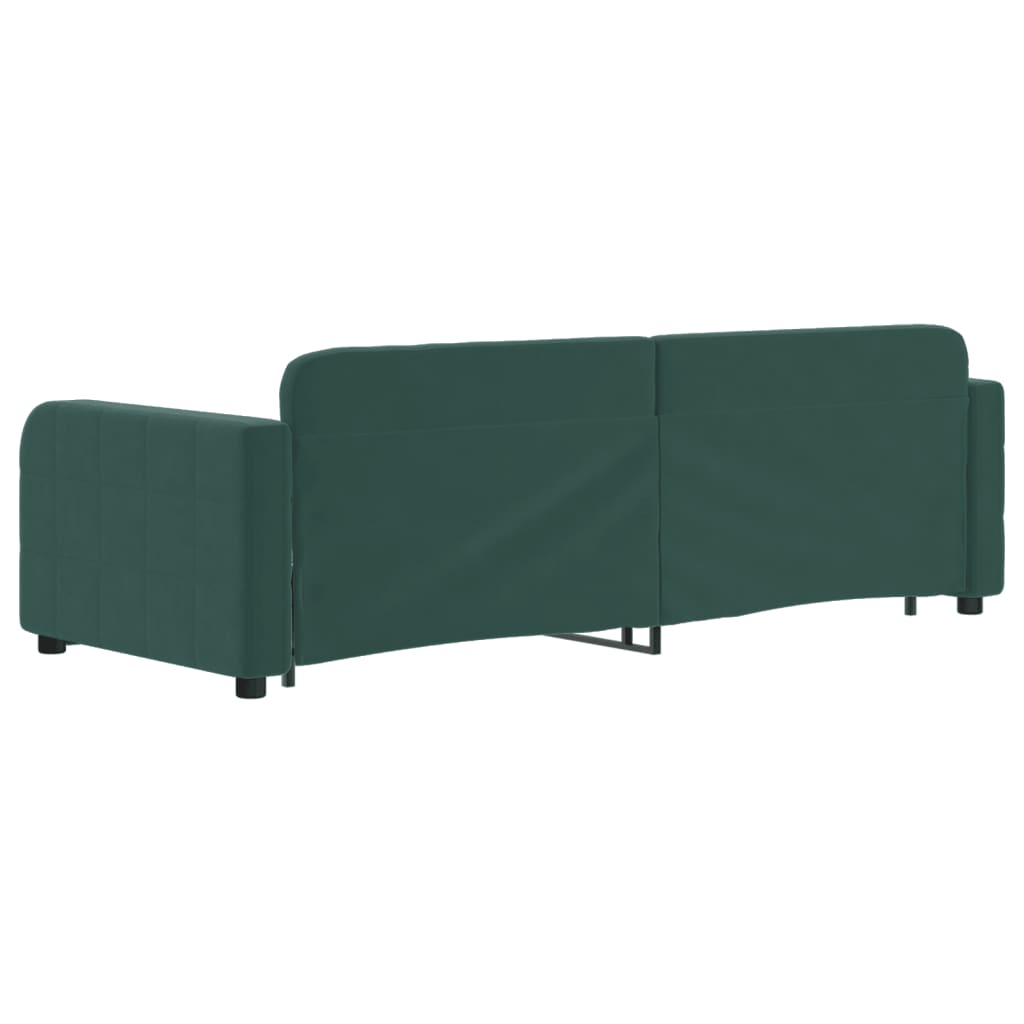 vidaXL Pat de zi cu extensie, verde închis, 80x200 cm, catifea