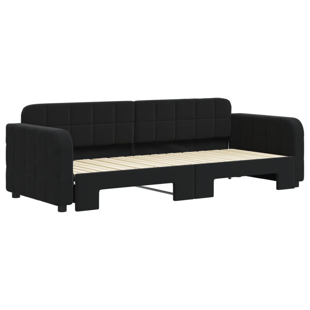 vidaXL Pat de zi cu extensie, negru, 80x200 cm, catifea vidaXL Pat de zi cu extensie, negru, 80x200 cm, catifea