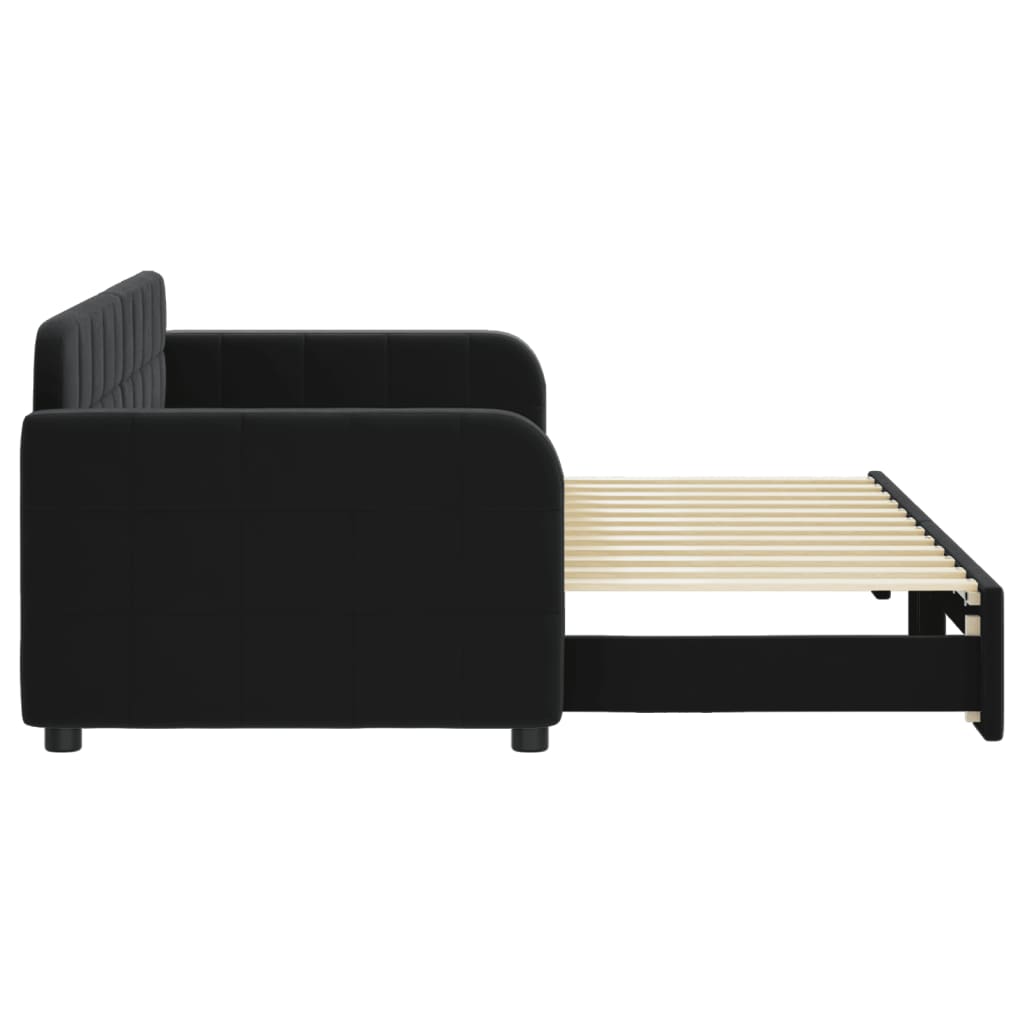 vidaXL Pat de zi cu extensie, negru, 80x200 cm, catifea vidaXL Pat de zi cu extensie, negru, 80x200 cm, catifea