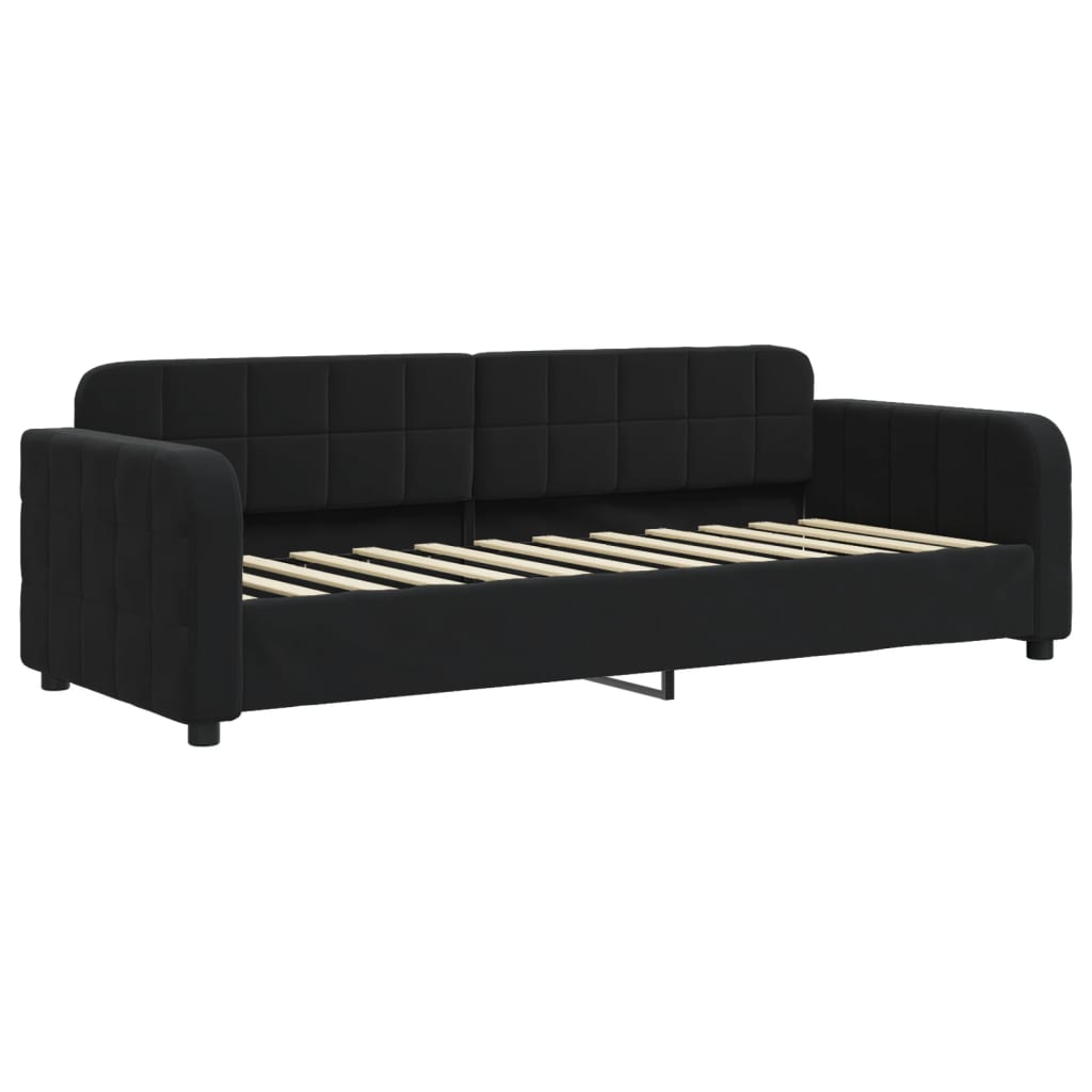 vidaXL Pat de zi cu extensie, negru, 80x200 cm, catifea vidaXL Pat de zi cu extensie, negru, 80x200 cm, catifea