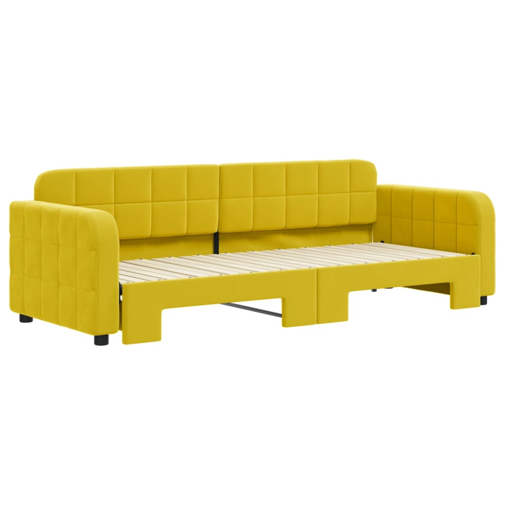 vidaXL Pat de zi cu extensie, galben, 80x200 cm, catifea