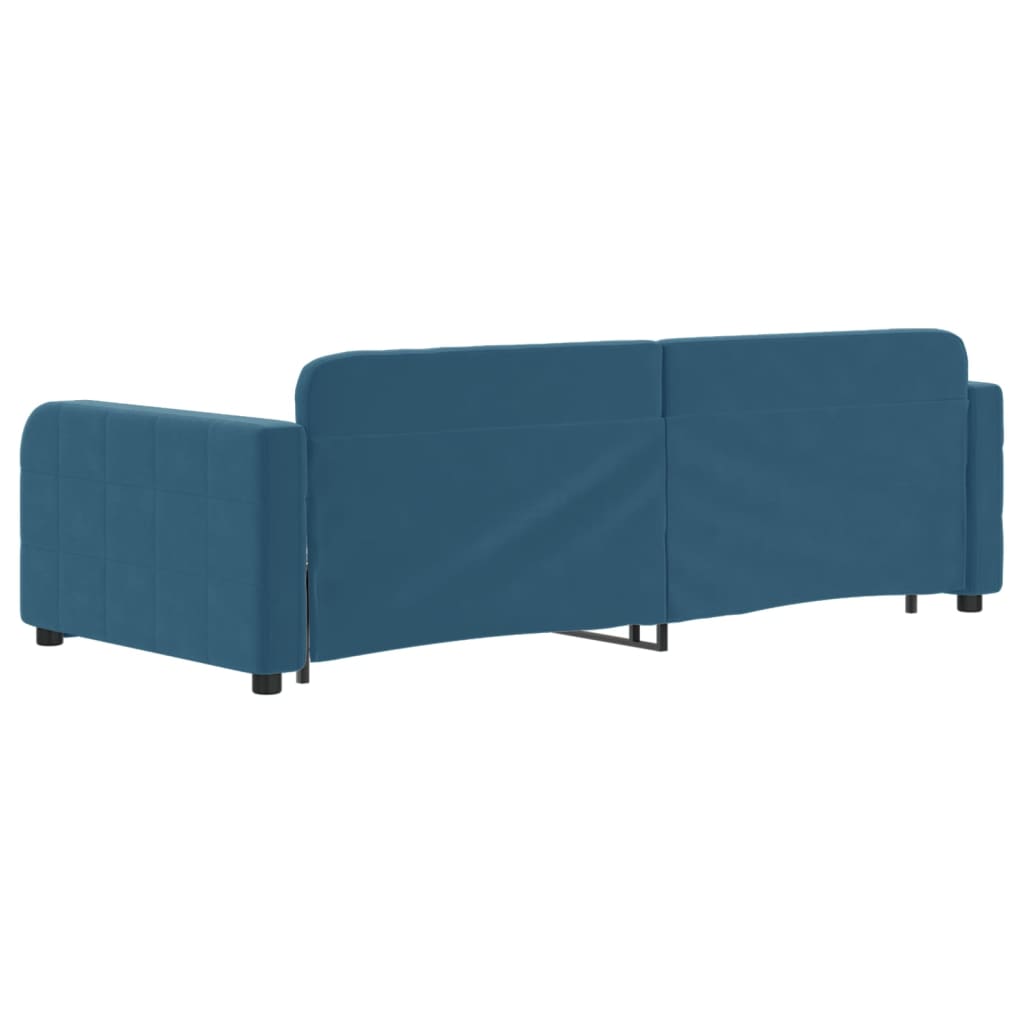 vidaXL Pat de zi cu extensie, albastru, 90x200 cm, catifea vidaXL Pat de zi cu extensie, albastru, 90x200 cm, catifea