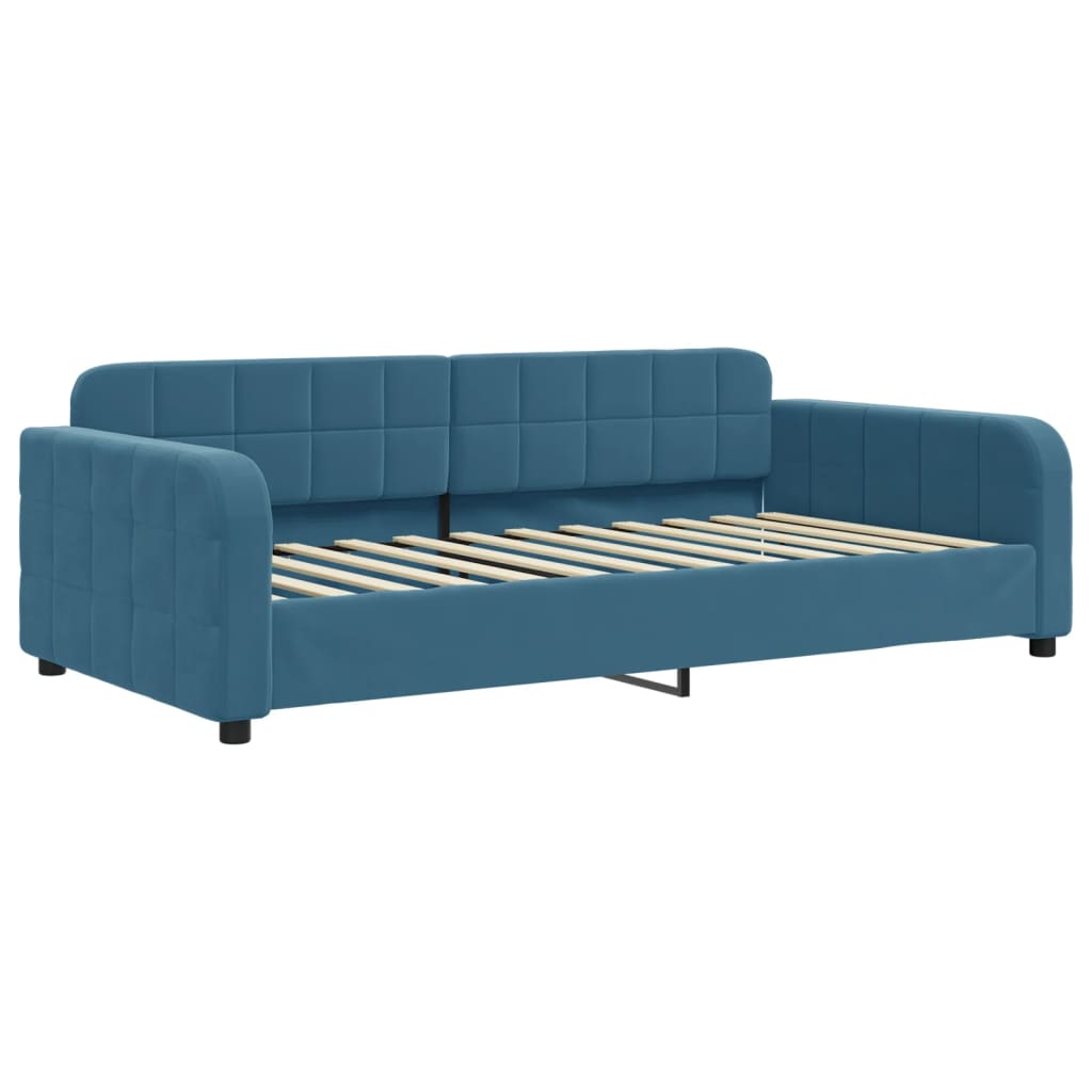 vidaXL Pat de zi cu extensie, albastru, 90x200 cm, catifea vidaXL Pat de zi cu extensie, albastru, 90x200 cm, catifea