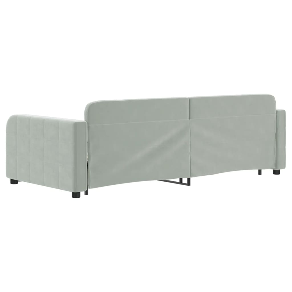 vidaXL Pat de zi cu extensie, gri deschis, 90x200 cm, catifea vidaXL Pat de zi cu extensie, gri deschis, 90x200 cm, catifea