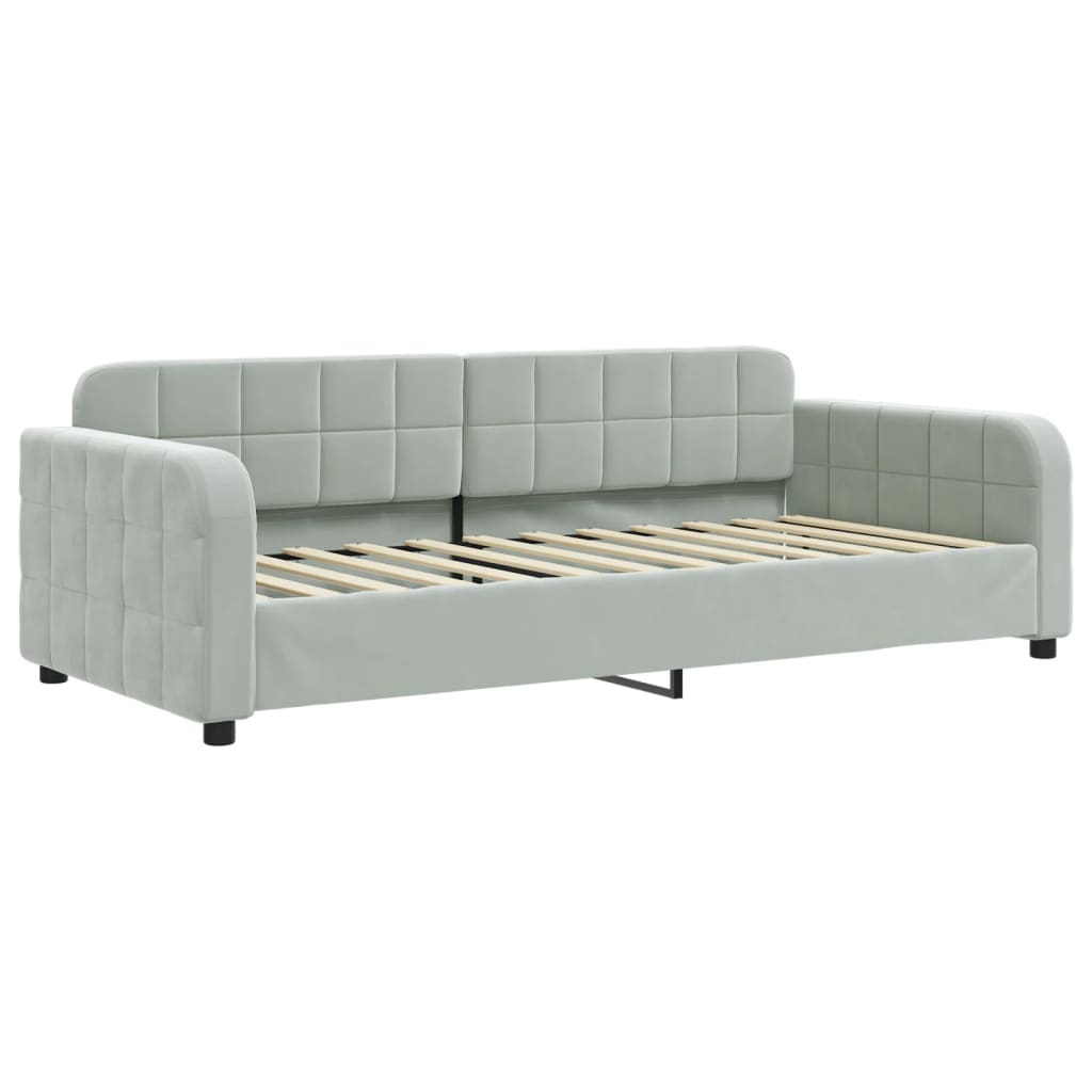 vidaXL Pat de zi cu extensie, gri deschis, 90x200 cm, catifea vidaXL Pat de zi cu extensie, gri deschis, 90x200 cm, catifea