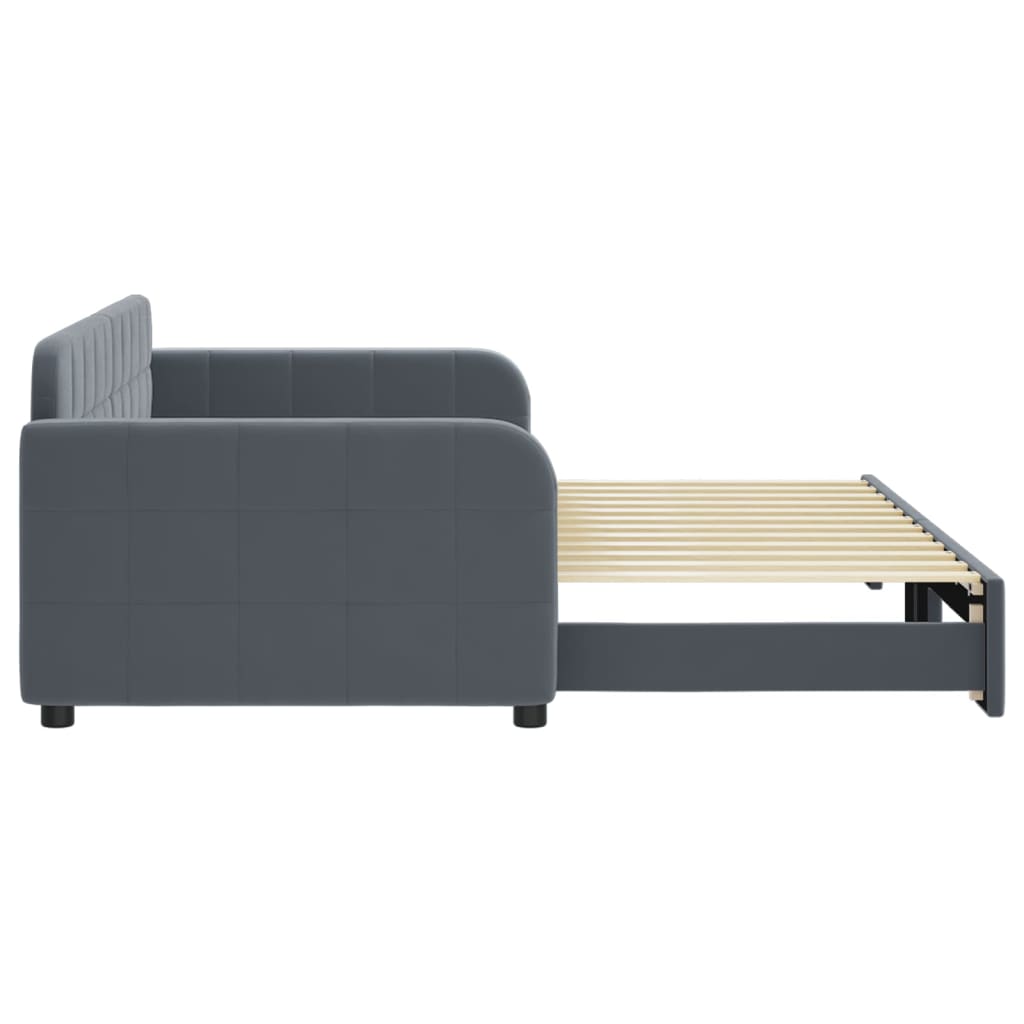 vidaXL Pat de zi cu extensie, gri închis, 90x200 cm, catifea vidaXL Pat de zi cu extensie, gri închis, 90x200 cm, catifea