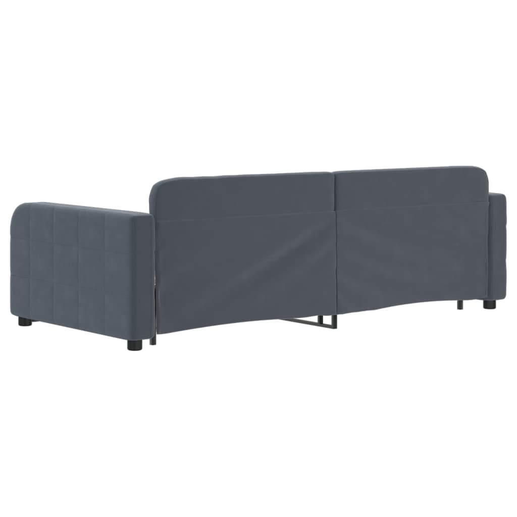vidaXL Pat de zi cu extensie, gri închis, 90x200 cm, catifea vidaXL Pat de zi cu extensie, gri închis, 90x200 cm, catifea