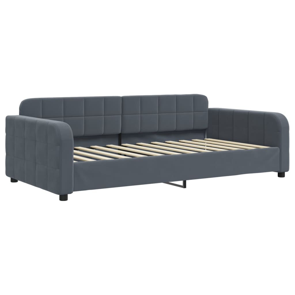 vidaXL Pat de zi cu extensie, gri închis, 90x200 cm, catifea vidaXL Pat de zi cu extensie, gri închis, 90x200 cm, catifea