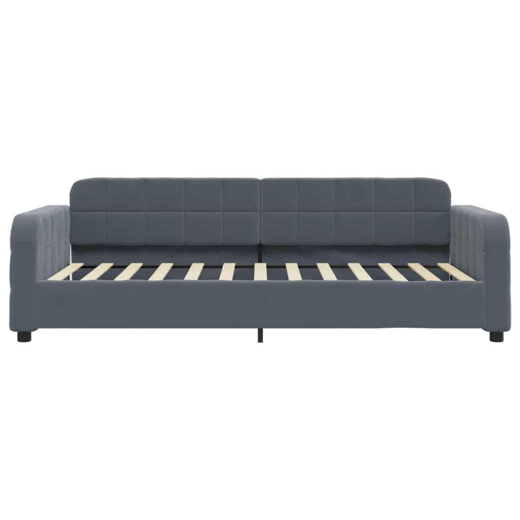 vidaXL Pat de zi cu extensie, gri închis, 90x200 cm, catifea vidaXL Pat de zi cu extensie, gri închis, 90x200 cm, catifea