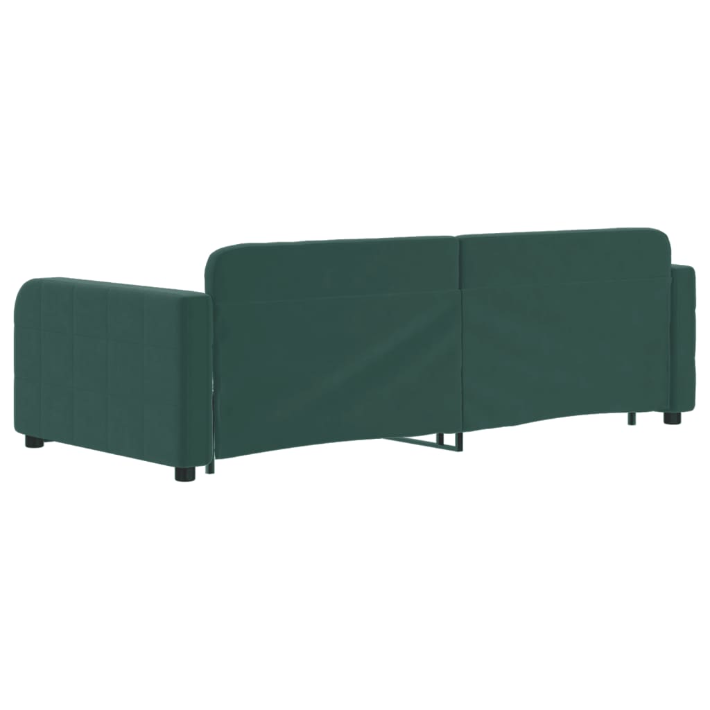 vidaXL Pat de zi cu extensie, verde închis, 90x200 cm, catifea