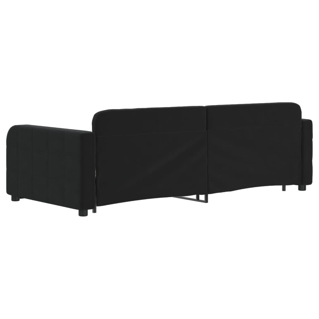 vidaXL Pat de zi cu extensie, negru, 90x200 cm, catifea vidaXL Pat de zi cu extensie, negru, 90x200 cm, catifea