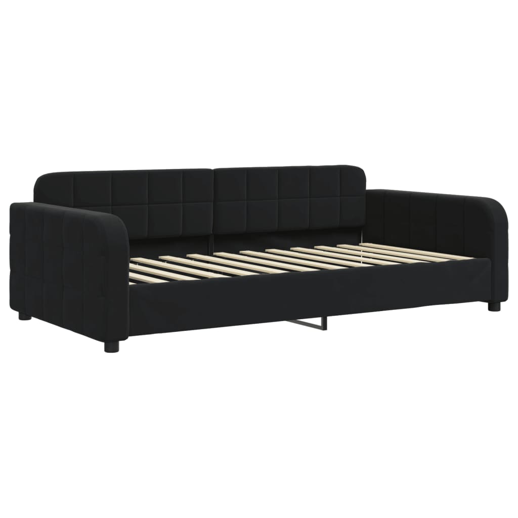 vidaXL Pat de zi cu extensie, negru, 90x200 cm, catifea vidaXL Pat de zi cu extensie, negru, 90x200 cm, catifea