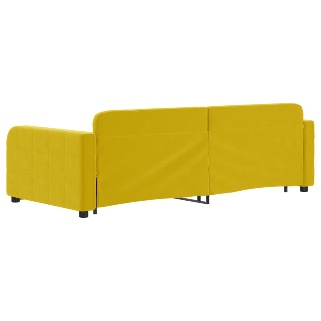 vidaXL Pat de zi cu extensie, galben, 90x200 cm, catifea vidaXL Pat de zi cu extensie, galben, 90x200 cm, catifea