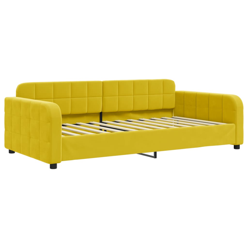 vidaXL Pat de zi cu extensie, galben, 90x200 cm, catifea vidaXL Pat de zi cu extensie, galben, 90x200 cm, catifea