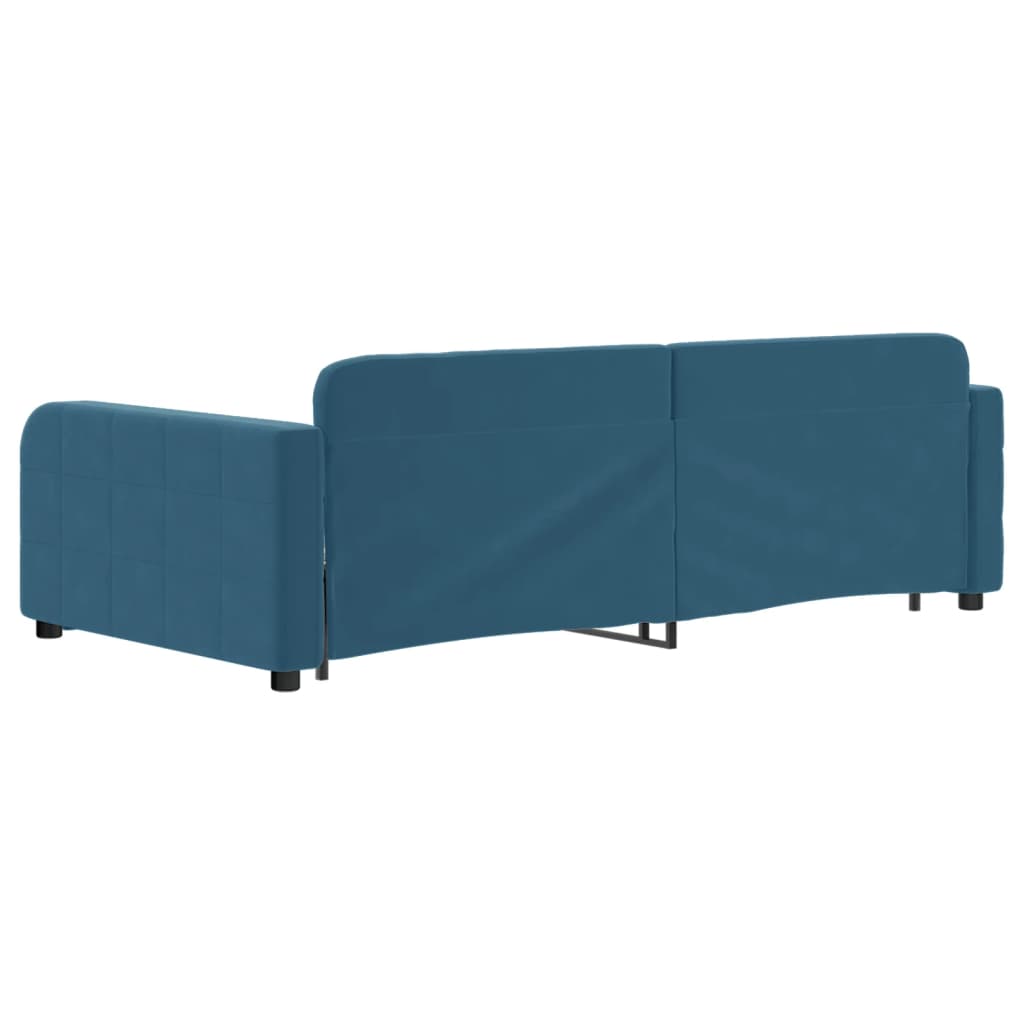 vidaXL Pat de zi cu extensie, albastru, 100x200 cm, catifea