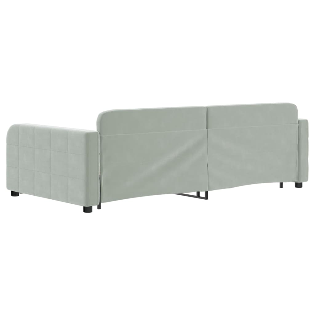 vidaXL Pat de zi cu extensie, gri deschis, 100x200 cm, catifea vidaXL Pat de zi cu extensie, gri deschis, 100x200 cm, catifea