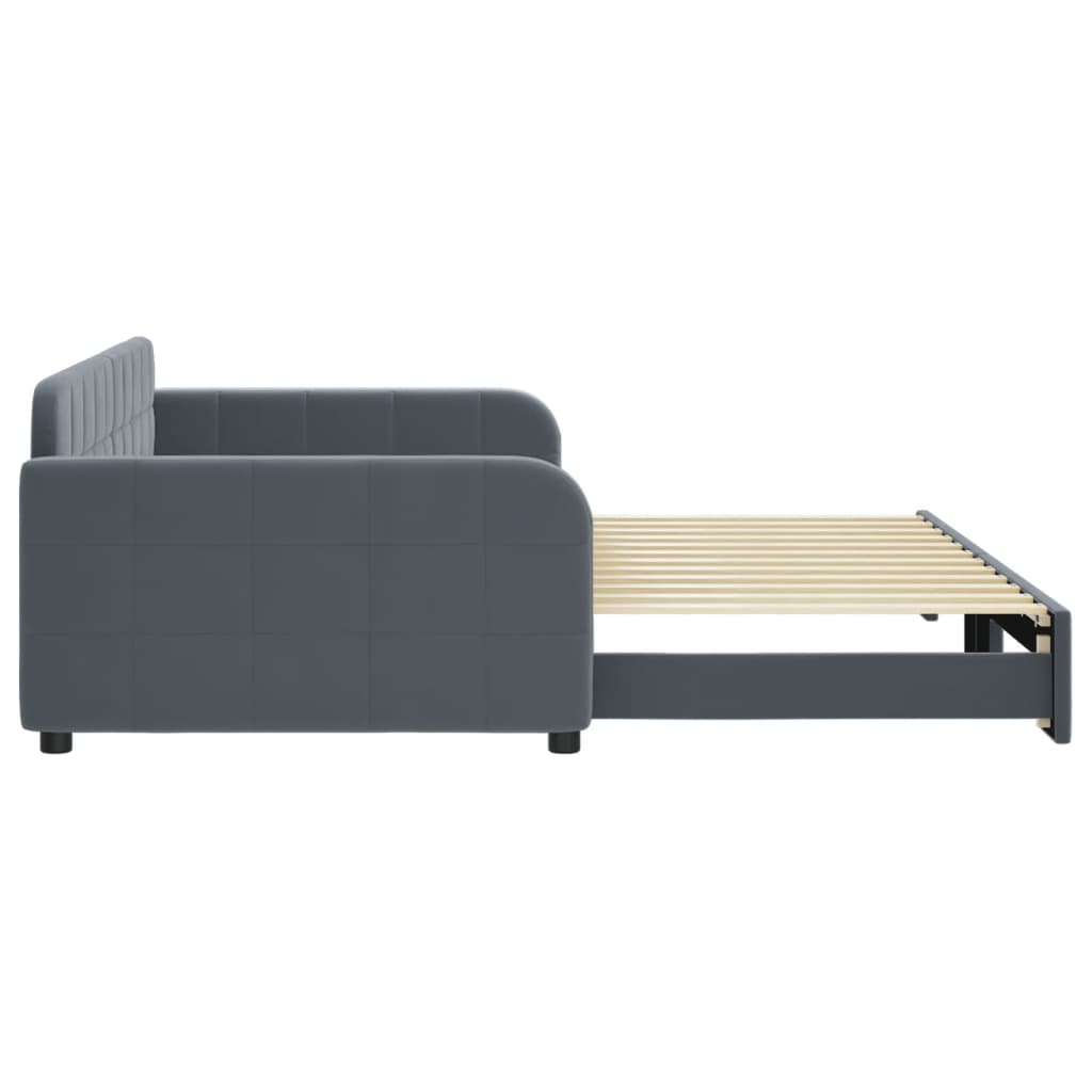 vidaXL Pat de zi cu extensie, gri închis, 100x200 cm, catifea