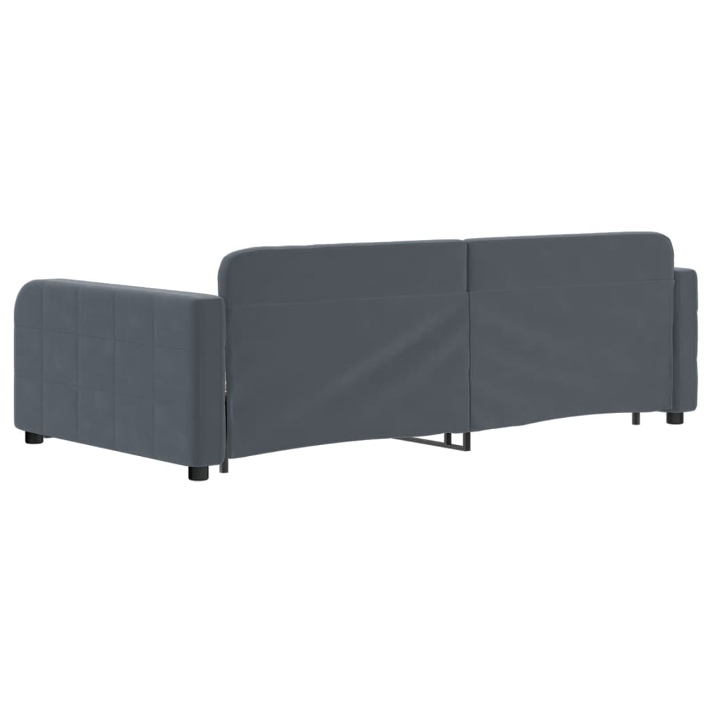 vidaXL Pat de zi cu extensie, gri închis, 100x200 cm, catifea