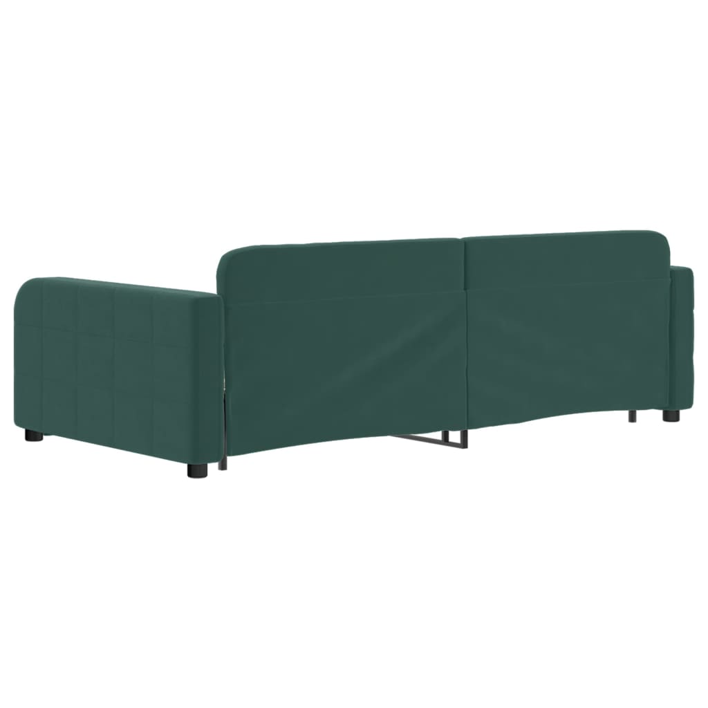 vidaXL Pat de zi cu extensie, verde închis, 100x200 cm, catifea