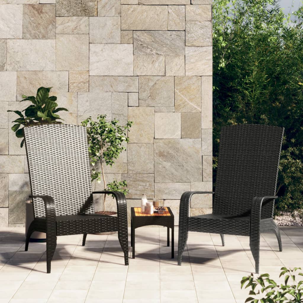 vidaXL Scaun Adirondack de grădină, negru, poliratan vidaXL Scaun Adirondack de grădină, negru, poliratan