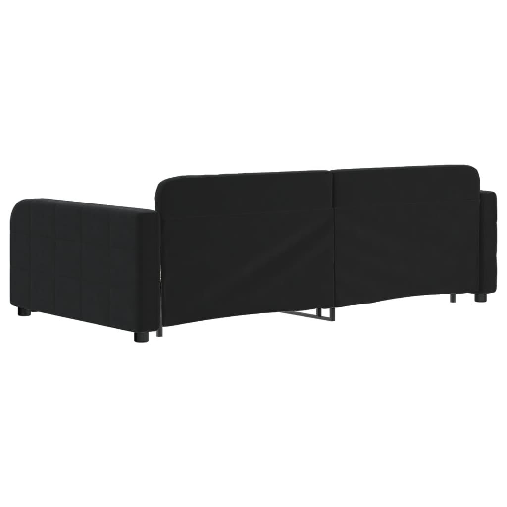 vidaXL Pat de zi cu extensie, negru, 100x200 cm, catifea