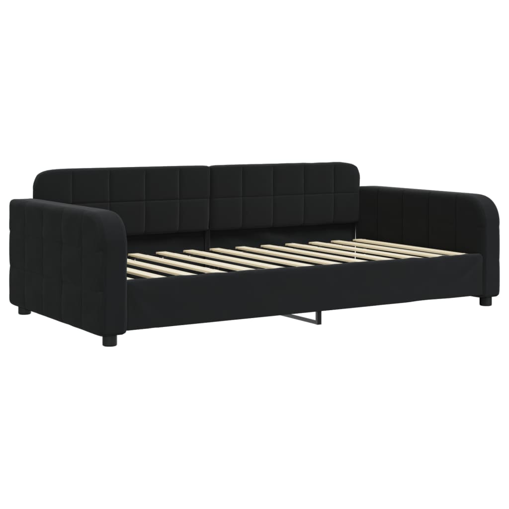 vidaXL Pat de zi cu extensie, negru, 100x200 cm, catifea