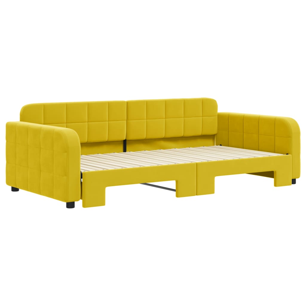 vidaXL Pat de zi cu extensie, galben, 100x200 cm, catifea