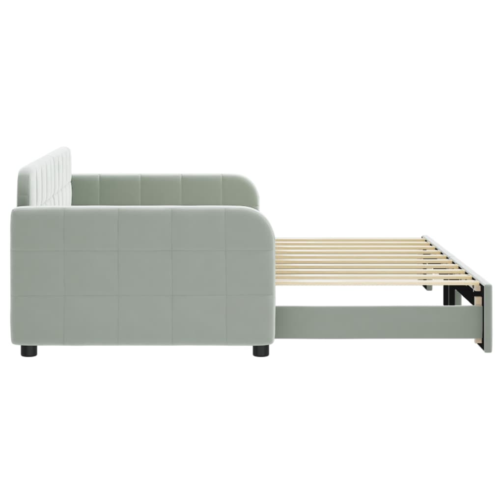 vidaXL Pat de zi cu extensie, gri deschis, 90x190 cm, catifea