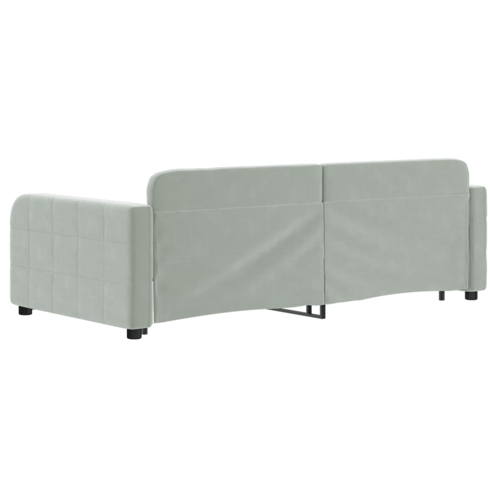 vidaXL Pat de zi cu extensie, gri deschis, 90x190 cm, catifea
