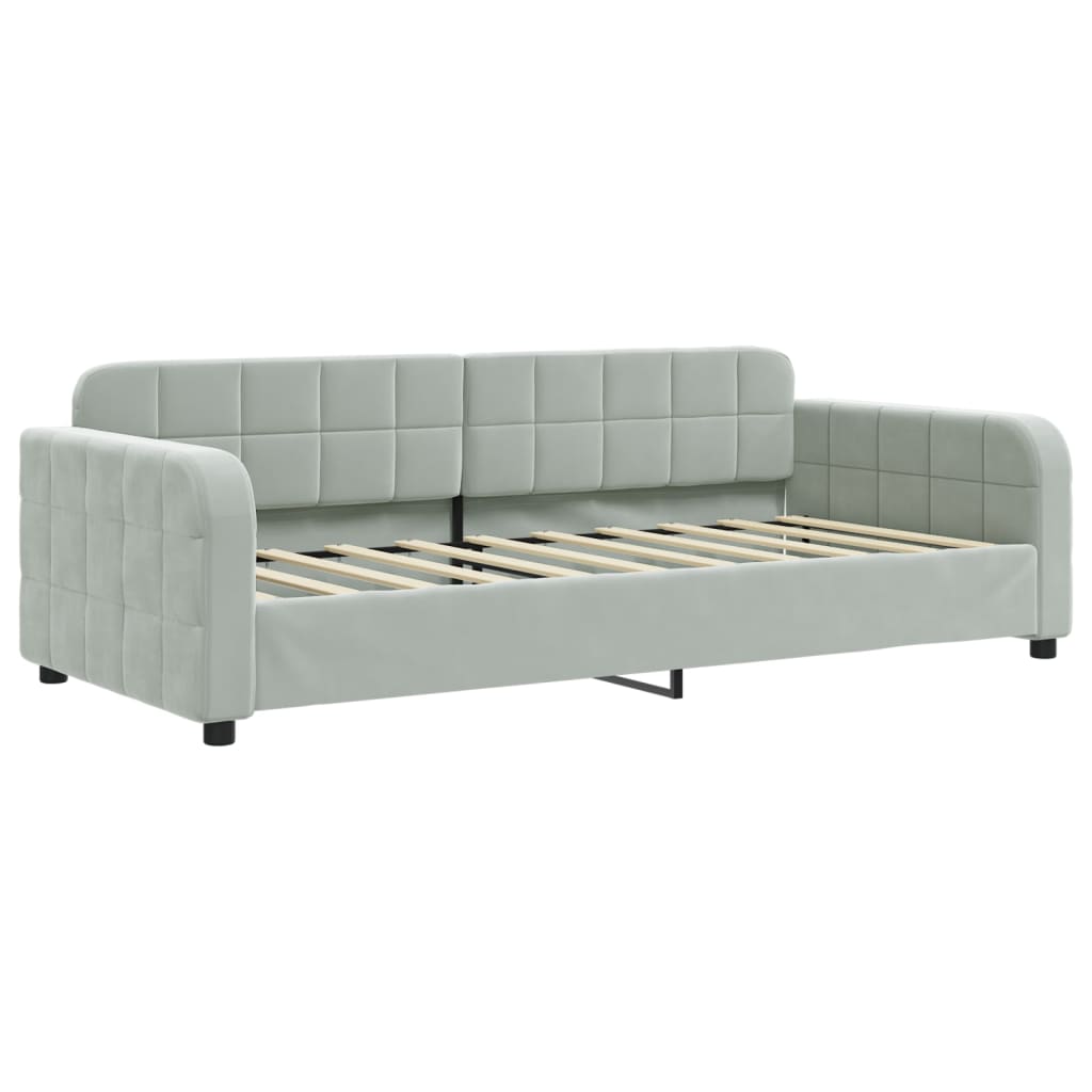 vidaXL Pat de zi cu extensie, gri deschis, 90x190 cm, catifea