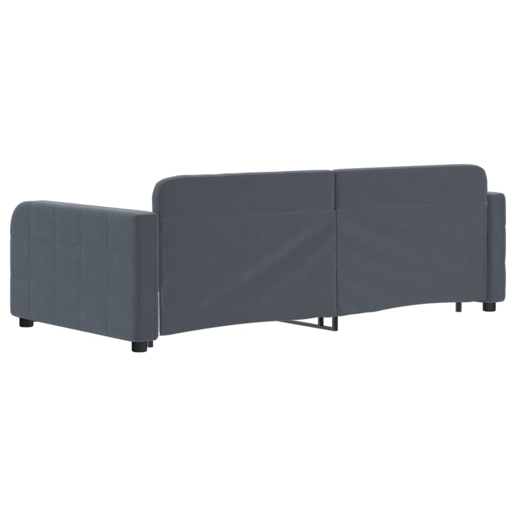 vidaXL Pat de zi cu extensie, gri închis, 90x190 cm, catifea vidaXL Pat de zi cu extensie, gri închis, 90x190 cm, catifea