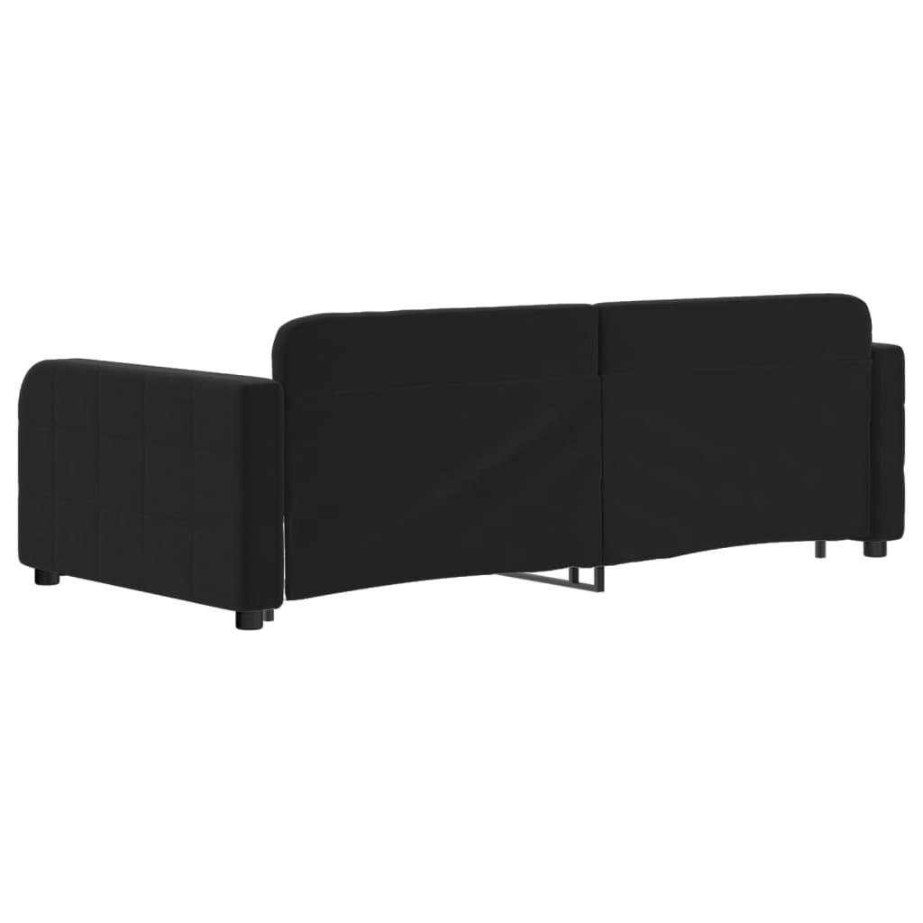 vidaXL Pat de zi cu extensie, negru, 90x190 cm, catifea vidaXL Pat de zi cu extensie, negru, 90x190 cm, catifea