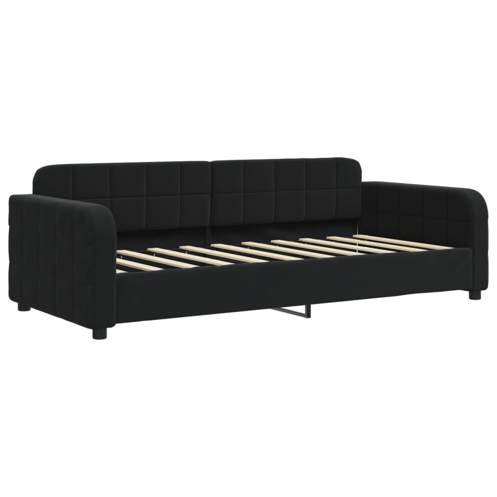 vidaXL Pat de zi cu extensie, negru, 90x190 cm, catifea vidaXL Pat de zi cu extensie, negru, 90x190 cm, catifea