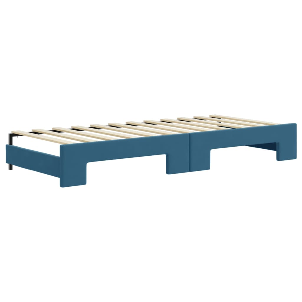 vidaXL Pat de zi cu extensie și saltea, albastru, 80x200 cm, catifea vidaXL Pat de zi cu extensie și saltea, albastru, 80x200 cm, catifea