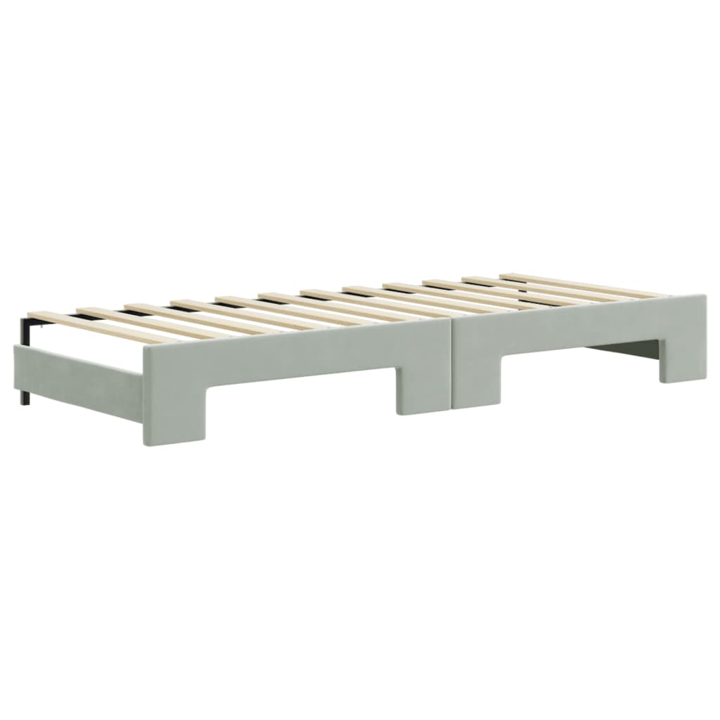 vidaXL Pat de zi cu extensie și saltele, gri deschis 80x200 cm catifea