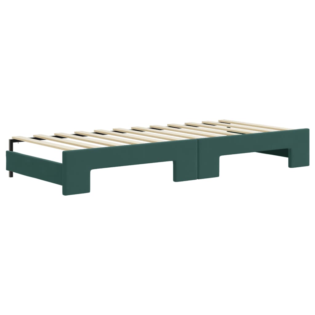 vidaXL Pat de zi cu extensie și saltele verde închis 80x200 cm catifea