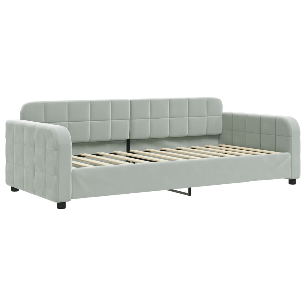 vidaXL Pat de zi cu extensie și saltele, gri deschis 90x200 cm catifea