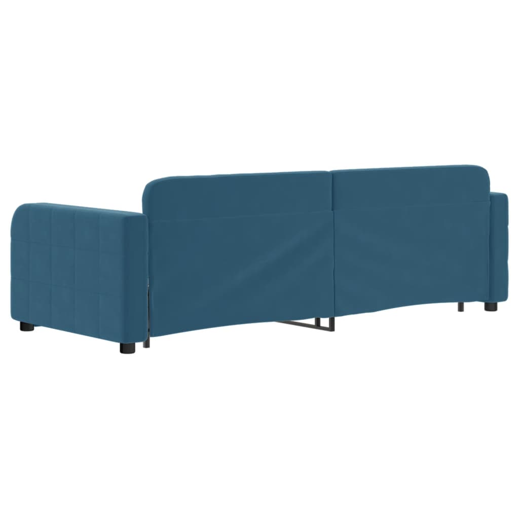 vidaXL Pat de zi cu extensie și sertare, albastru, 80x200 cm, catifea