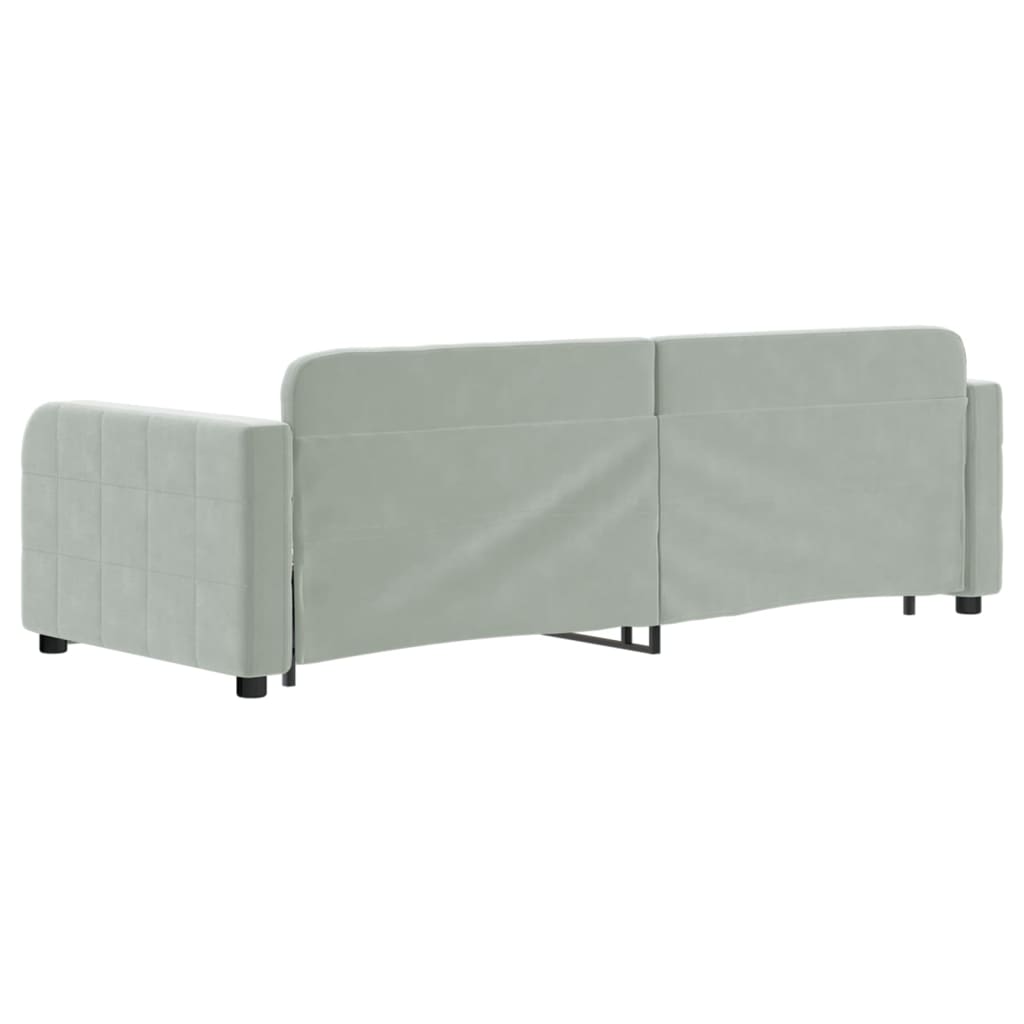 vidaXL Pat de zi cu extensie și sertare, gri deschis 80x200 cm catifea