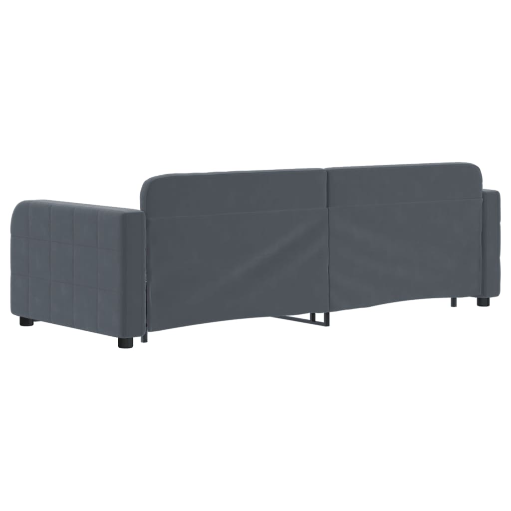 vidaXL Pat de zi cu extensie și sertare gri închis 80x200 cm catifea vidaXL Pat de zi cu extensie și sertare gri închis 80x200 cm catifea